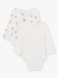 Bodysuit-Sergent Major 2 ecru baby bodysuits in cotton