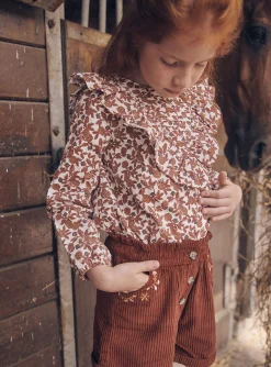 Shirt, T-shirt-Sergent Major Ecru blouse with floral print