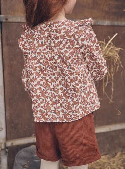 Shirt, T-shirt-Sergent Major Ecru blouse with floral print