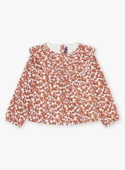 Shirt, T-shirt-Sergent Major Ecru blouse with floral print