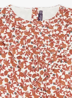 Shirt, T-shirt-Sergent Major Ecru blouse with floral print