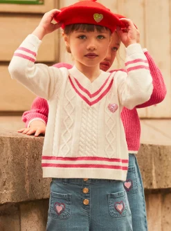 Knitwear, Sweater, Cardigan-Sergent Major Ecru cable-knit sweater