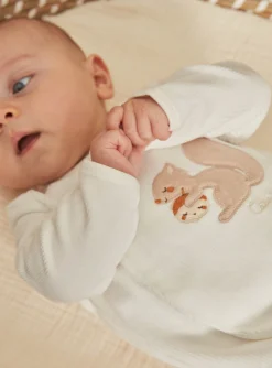 Baby Jumpsuits-Sergent Major Ecru corduroy romper in organic cotton and recycled polyester
