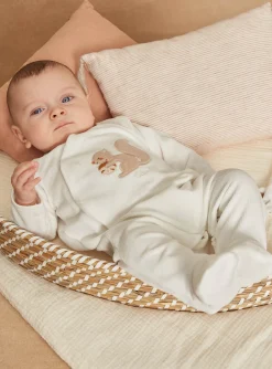 Baby Jumpsuits-Sergent Major Ecru corduroy romper in organic cotton and recycled polyester