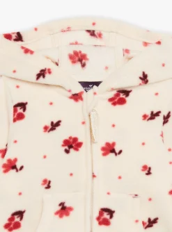 Knitwear, Sweater, Cardigan | Knitwear, Sweater, Cardigan-Sergent Major Ecru fleece jogging top with floral print