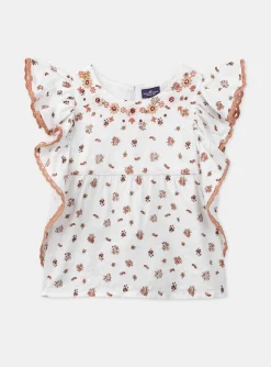 Shirt, T-shirt-Sergent Major Ecru floral blouse
