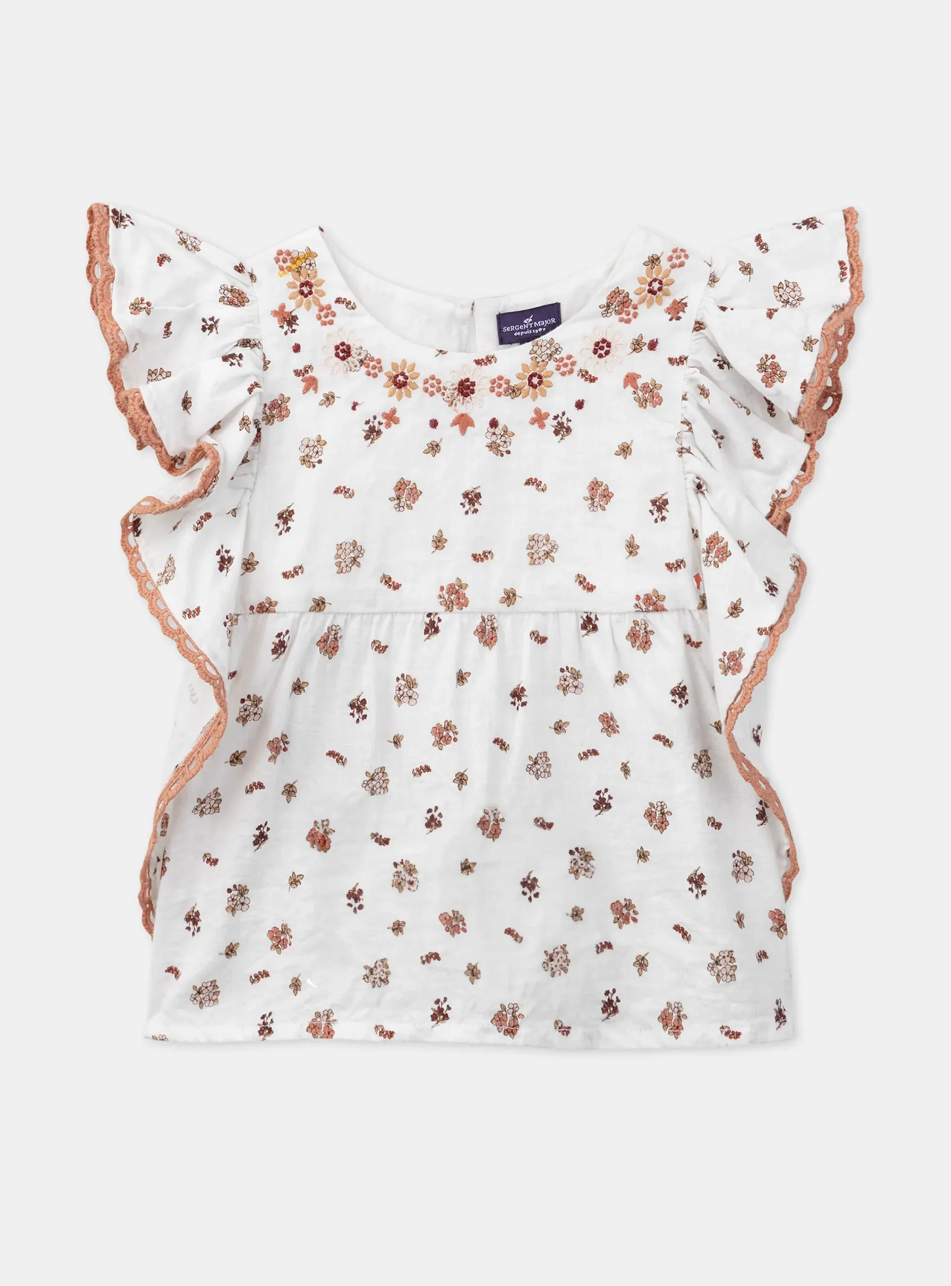 Shirt, T-shirt-Sergent Major Ecru floral blouse