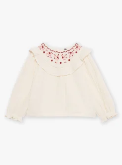 T-shirts & Shirts | T-shirts & Shirts-Sergent Major Ecru flounced blouse in double cotton gauze