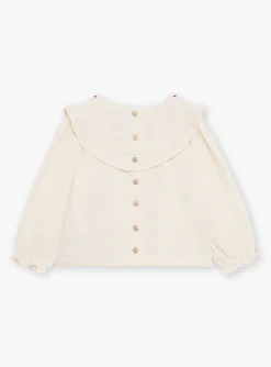 T-shirts & Shirts | T-shirts & Shirts-Sergent Major Ecru flounced blouse in double cotton gauze