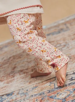 Trousers, Jeans | Trousers, Jeans-Sergent Major Ecru leggings with floral and fox prints