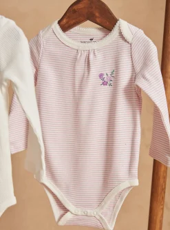 Socks & Tights | Socks & Tights-Sergent Major 3 ecru long-sleeved bodysuits in organic cotton