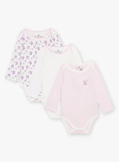 Socks & Tights | Socks & Tights-Sergent Major 3 ecru long-sleeved bodysuits in organic cotton