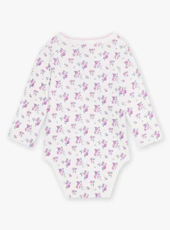 Socks & Tights | Socks & Tights-Sergent Major 3 ecru long-sleeved bodysuits in organic cotton