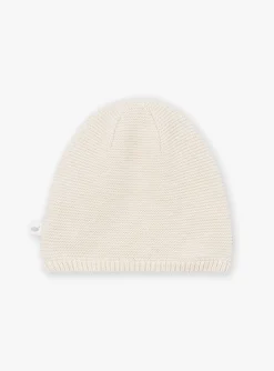 Hat, Mittens-Sergent Major Ecru mottled wool and cotton baby beanie