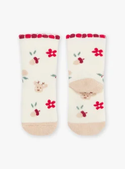 Socks & Tights | Socks & Tights-Sergent Major Ecru socks with fancy jacquard