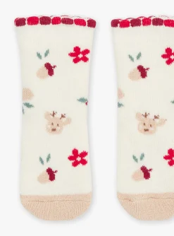 Socks & Tights | Socks & Tights-Sergent Major Ecru socks with fancy jacquard