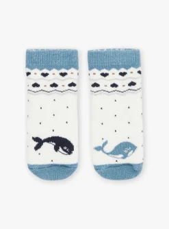 Socks & Tights | Socks & Tights-Sergent Major Ecru socks with orc jacquard, polka dots and hearts