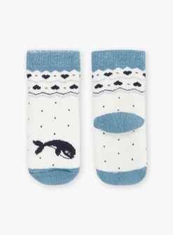 Socks & Tights | Socks & Tights-Sergent Major Ecru socks with orc jacquard, polka dots and hearts