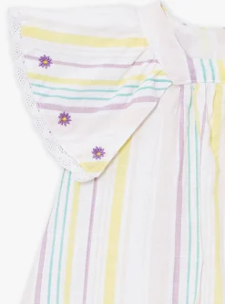 Dress | Dress-Sergent Major Ecru striped poplin dress and bloomer set