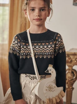 Bag & Umbrella-Sergent Major Ecru swan shoulder bag