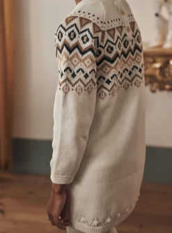 Dress-Sergent Major Ecru sweater dress with jacquard pattern