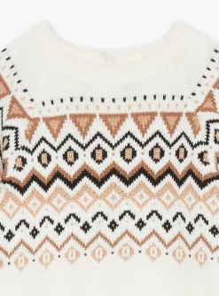 Dress-Sergent Major Ecru sweater dress with jacquard pattern