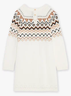 Dress-Sergent Major Ecru sweater dress with jacquard pattern