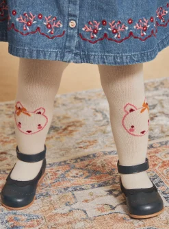 Socks & Tights | Socks & Tights-Sergent Major Ecru tights with cat motif