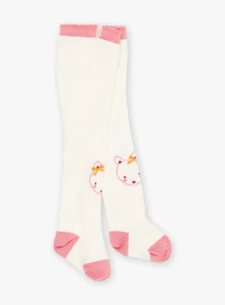 Socks & Tights | Socks & Tights-Sergent Major Ecru tights with cat motif
