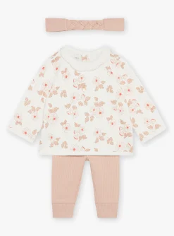 Suits And Ensembles-Sergent Major Ecru top, leggings and antique pink headband