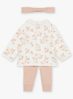 Suits And Ensembles-Sergent Major Ecru top, leggings and antique pink headband