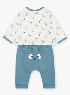 Suits And Ensembles-Sergent Major Ecru T-shirt, blue pants and ecru and blue bandana