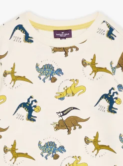 T-shirt, Polo Shirt-Sergent Major Ecru T-shirt with dinosaur print