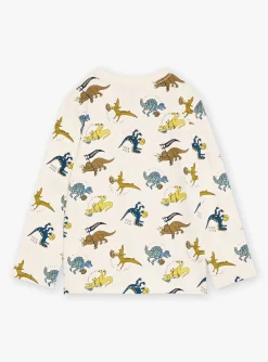 T-shirt, Polo Shirt-Sergent Major Ecru T-shirt with dinosaur print