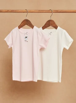 Underwear, Socks, Tights-Sergent Major 2 ecru T-shirts with dancer motif