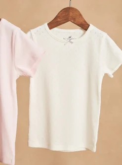 Underwear, Socks, Tights-Sergent Major 2 ecru T-shirts with dancer motif