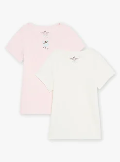 Underwear, Socks, Tights-Sergent Major 2 ecru T-shirts with dancer motif