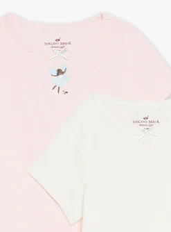 Underwear, Socks, Tights-Sergent Major 2 ecru T-shirts with dancer motif