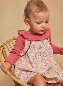 Dress | Dress-Sergent Major Ecru twill pinafore dress with floral and fox print