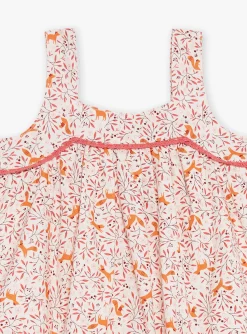 Dress | Dress-Sergent Major Ecru twill pinafore dress with floral and fox print