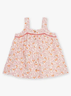Dress | Dress-Sergent Major Ecru twill pinafore dress with floral and fox print
