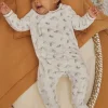 Baby Jumpsuits-Sergent Major Ecru velvet pyjamas with Dalmatian print