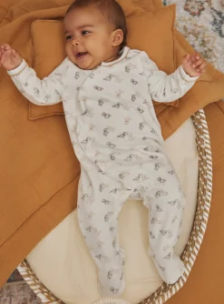 Baby Jumpsuits-Sergent Major Ecru velvet pyjamas with Dalmatian print