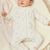 Baby Jumpsuits-Sergent Major Ecru velvet romper in organic cotton and recycled polyester