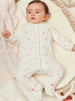 Baby Jumpsuits-Sergent Major Ecru velvet romper in organic cotton and recycled polyester