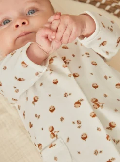 Baby Jumpsuits-Sergent Major Ecru velvet romper in organic cotton and recycled polyester