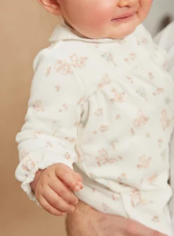 Baby Jumpsuits-Sergent Major Ecru velvet romper in organic cotton and recycled polyester