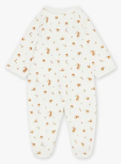 Baby Jumpsuits-Sergent Major Ecru velvet romper in organic cotton and recycled polyester