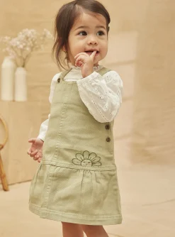 Dress | Dress-Sergent Major Embroidered clay-green chasuble dress