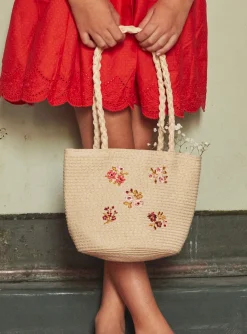 Bag & Umbrella-Sergent Major Embroidered straw bag